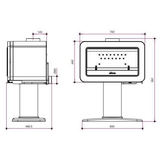 Poele a bois - INVICTA - Wilson sur pied - 8 KW