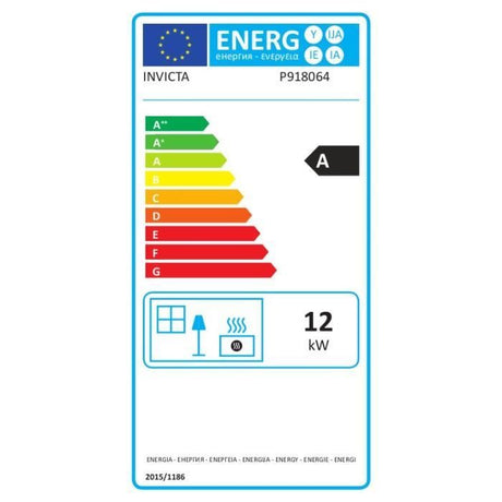 Poele a bois en fonte INVICTA Mandor - Puissance optimale: 12 kW - Max: 18kW - Bűches 33 cm max - Fabriqué en France - Ecodesgn