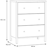 Meuble sous lavabo - Blanc - 3 tiroirs - L64 x P40 x H83 cm - IPSARION