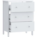 Meuble sous lavabo - Blanc - 3 tiroirs - L64 x P40 x H83 cm - IPSARION