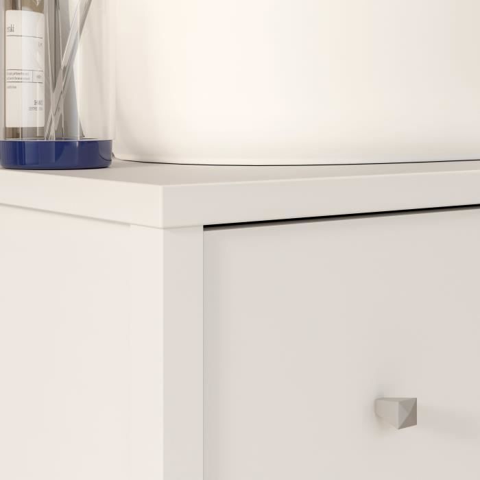 Meuble sous lavabo - Blanc - 3 tiroirs - L64 x P40 x H83 cm - IPSARION