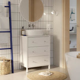 Meuble sous lavabo - Blanc - 3 tiroirs - L64 x P40 x H83 cm - IPSARION