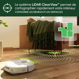 iRobot Roomba Plus 405 Combo Robot + AutoWash - Base Multifonction - Lavage et séchage des lingettes - LiDAR Clearview