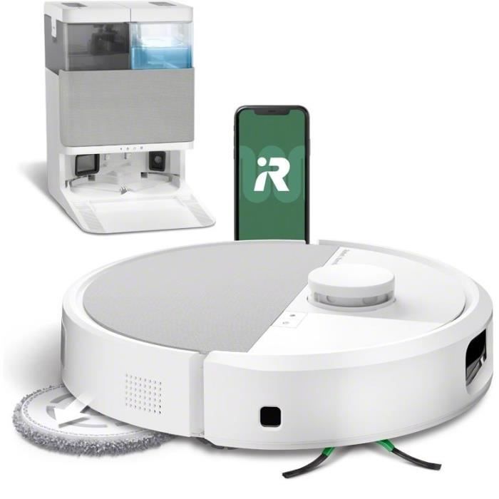 iRobot Roomba Plus 505 Combo + AutoWash - Base Multifonction - Lavage et séchage a l'air Chaud des lingettes - PrecisionVision IA