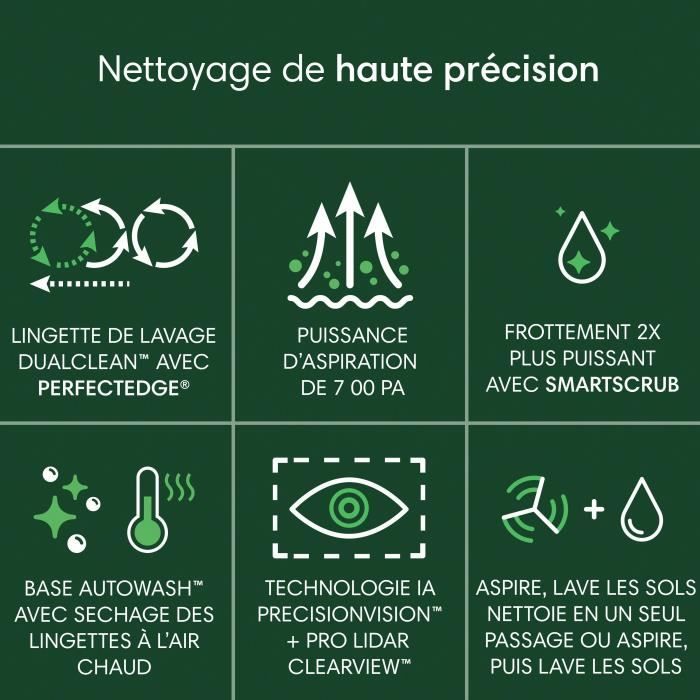 iRobot Roomba Plus 505 Combo + AutoWash - Base Multifonction - Lavage et séchage a l'air Chaud des lingettes - PrecisionVision IA