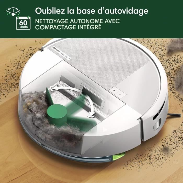iRobot Roomba 205 DustCompactor Combo - Compacte automatiquement Les débris a l'intérieur du robot jusqu'a 60 J - Clearview LiDAR