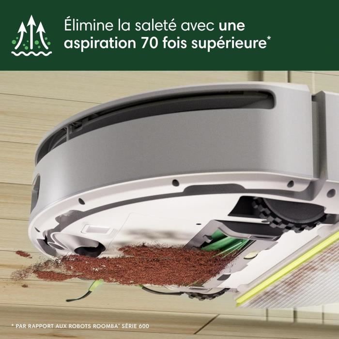 iRobot Roomba 205 DustCompactor Combo - Compacte automatiquement Les débris a l'intérieur du robot jusqu'a 60 J - Clearview LiDAR