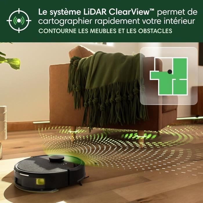 iRobot Roomba 105 Combo - Robot Aspirateur Laveur 2en1 - Puissance d'Aspiration de 7KPa - Navigation LiDAR - Détection des Tapis