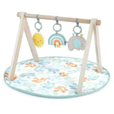 INGENUITY Tapis d'éveil bébé Sun Valley, arche de jeu en bois - 3 jouets amovibles - pliable