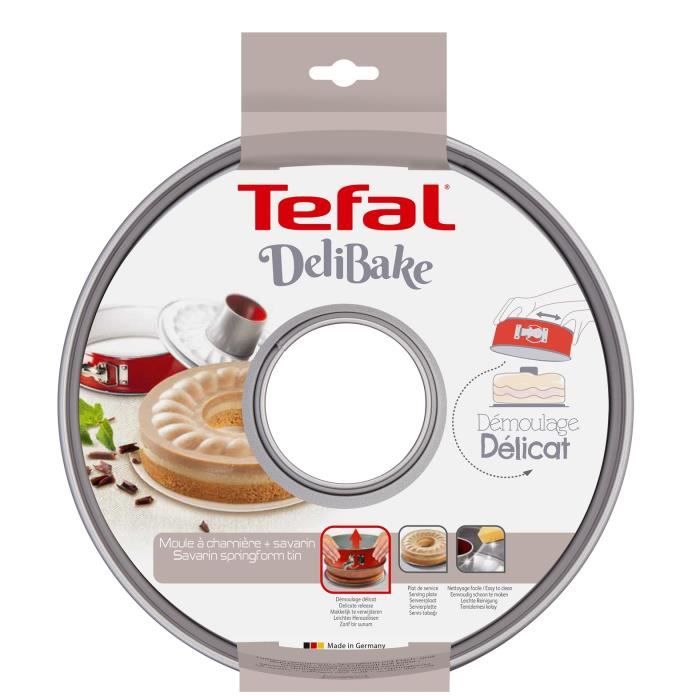TEFAL Delibake Moule a saravin a charniere 19 cm, Acier carbone, DÈmoulage facile, Rouge J1642014