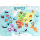 Plateau magnétique des continents - Jeu Éducatif - J.A.D.E - 30 pieces animaux - BOIS FSC - 40x30 cm - Des 3 ans