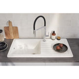 Evier a encastrer céramique blanc - JACOB DELAFON - 1,5 bac - 100cm - Réversible avec égouttoir