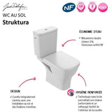 JACOB DELAFON Pack WC au sol sans Bride Struktura E76003-00 3/6L, Blanc