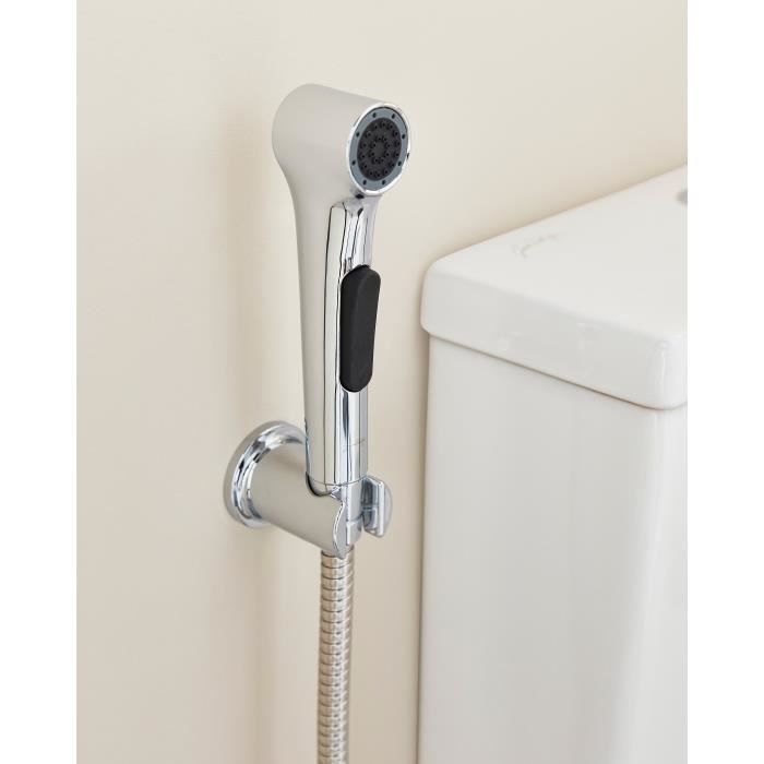 Douchette hygiene intime - JACOB DELAFON - Elate - Avec support et flexible - Anticalcaire - Finition chrome