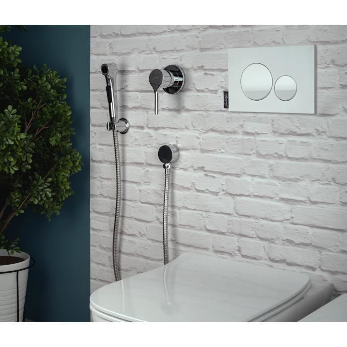 Douchette hygiene intime - JACOB DELAFON - Elate - Avec support et flexible - Anticalcaire - Finition chrome