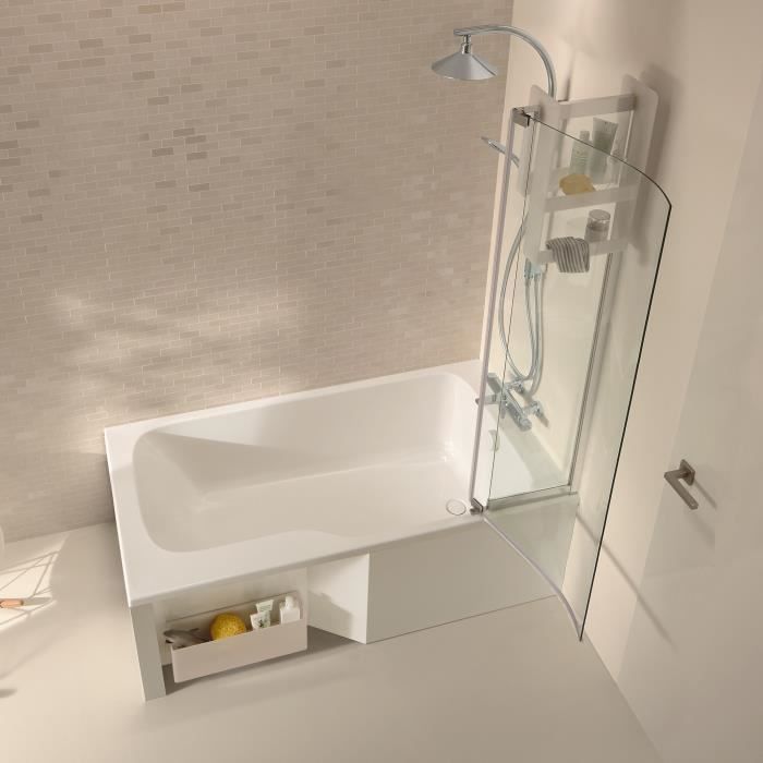Baignoire rectangulaire Bain-douche Malice 160 x85 cm Blanche Jacob Delafon E6D146R-00