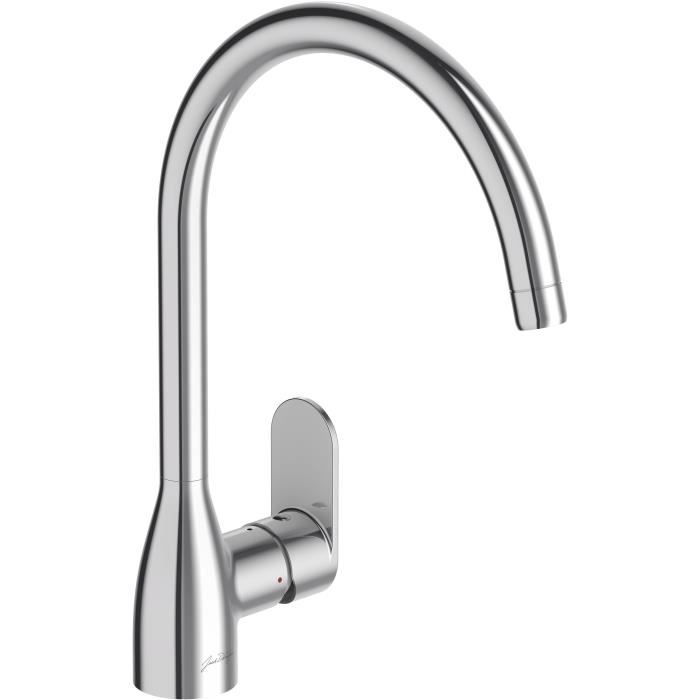Mitigeur de cuisine - Chrome - Col de cygne avec bec pivotant 360° - Économie d'eau - JACOB DELAFON - MARIE