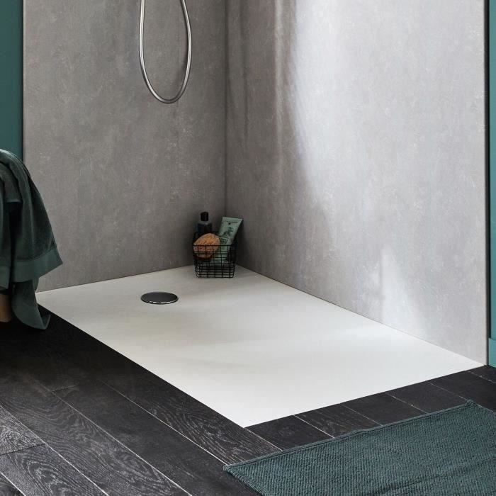 Receveur de douche extra-plat Jacob Delafon Ipso 120x80 cm - Blanc Mat Texture Pierre