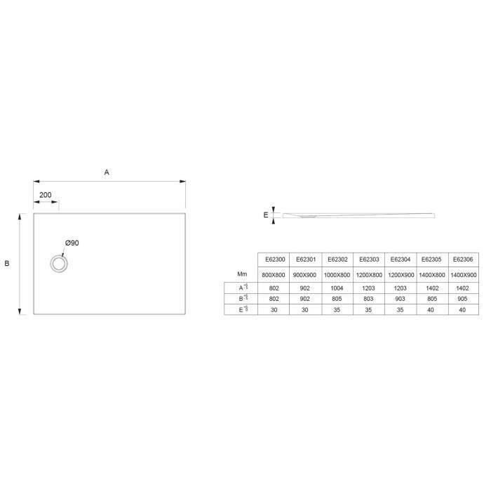 Receveur de douche extra-plat Jacob Delafon Ipso 120x80 cm - Blanc Mat Texture Pierre