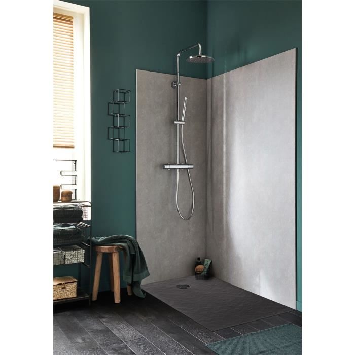 Receveur de douche extra-plat Jacob Delafon Ipso E62302-AGM 100x80x3,5 cm - Gris anthracite, texture pierre