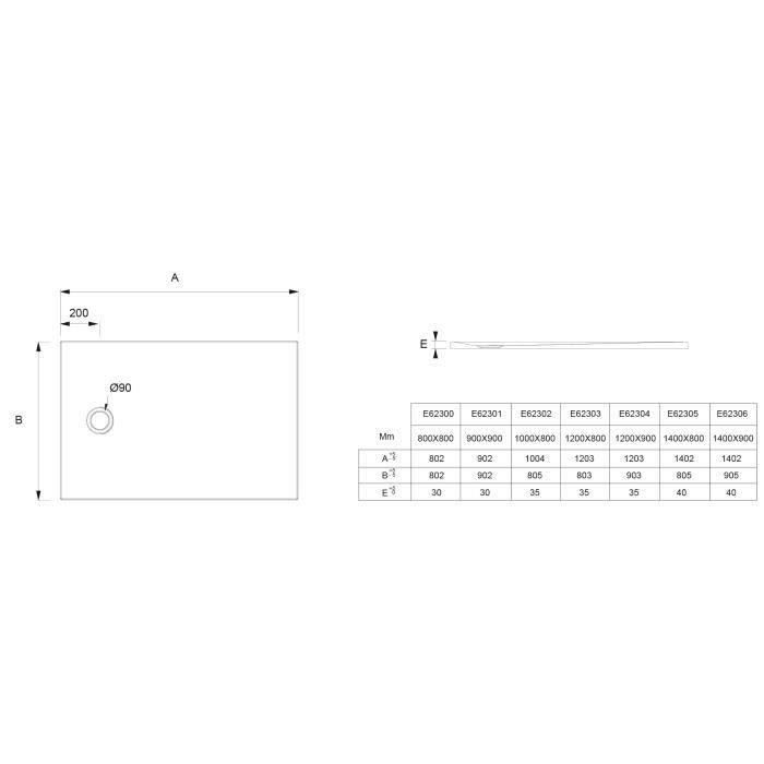 JACOB DELAFON Receveur de douche extra-plat Ipso E62304-AGM 120x90x3,5 cm - Garantie 10 ans, Gris anthracite, texture pierre