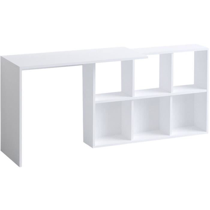 Bureau d'étude élégant - JACK - Blanc / Chene - 145 x 74 x 45 cm