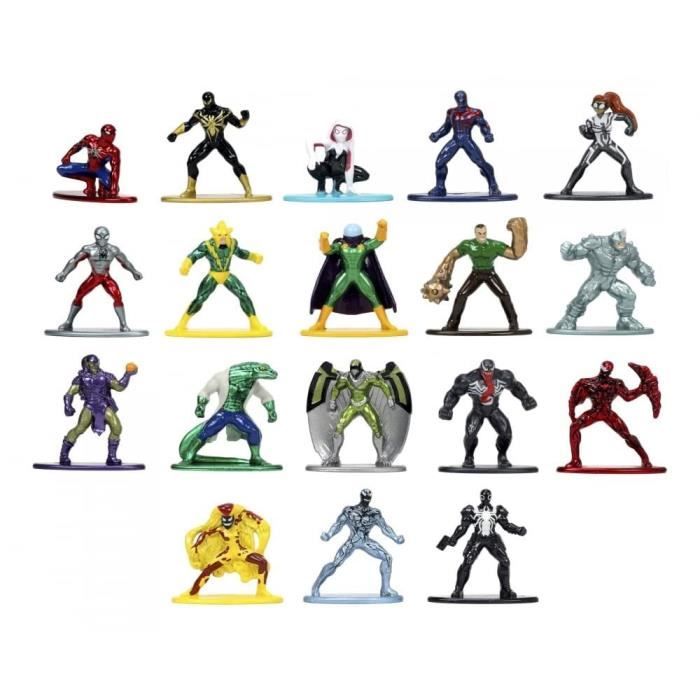 Coffret Spiderman 18 figurines 4cm en métal, pour enfant des 3 ans, 253225027, JADA