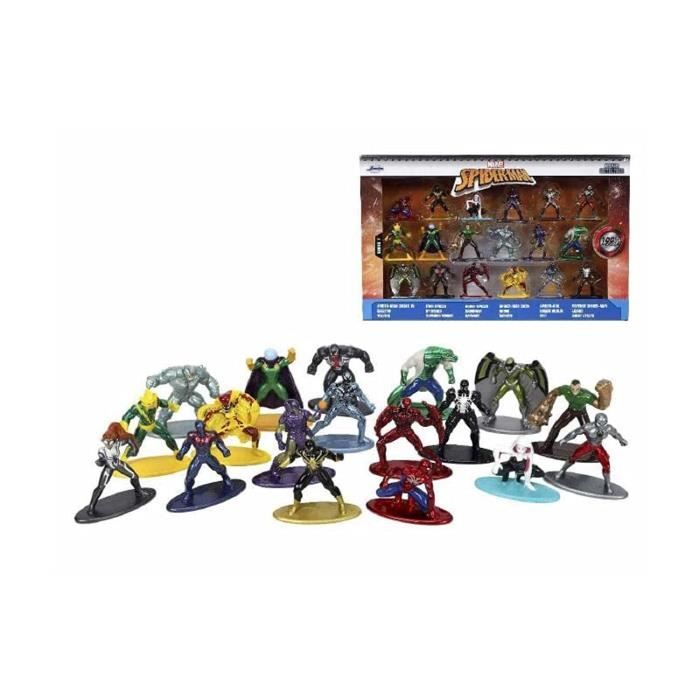 Coffret Spiderman 18 figurines 4cm en métal, pour enfant des 3 ans, 253225027, JADA