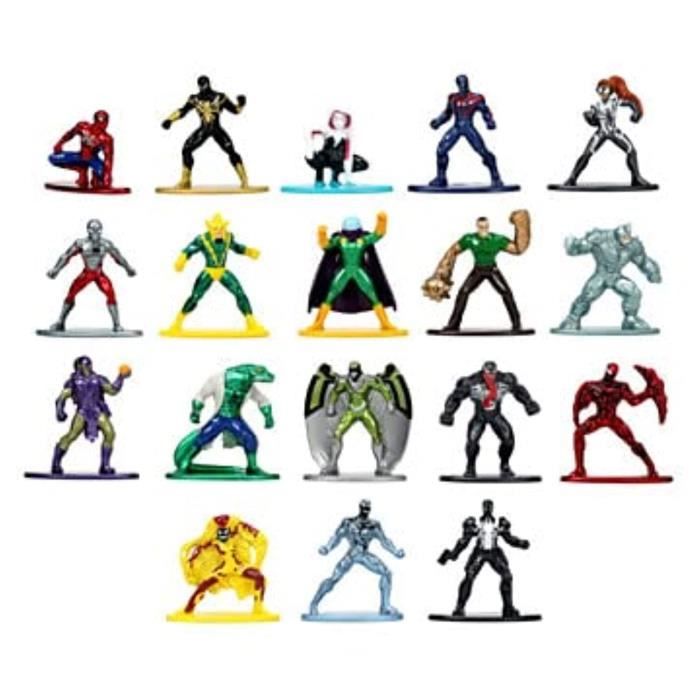 Coffret Spiderman 18 figurines 4cm en métal, pour enfant des 3 ans, 253225027, JADA