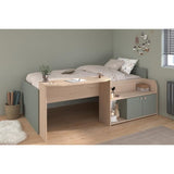 Lit combiné enfant 90x190/200 cm JADE - Chene / Vert céladon - Bureau et rangements - PARISOT