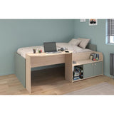 Lit combiné enfant 90x190/200 cm JADE - Chene / Vert céladon - Bureau et rangements - PARISOT