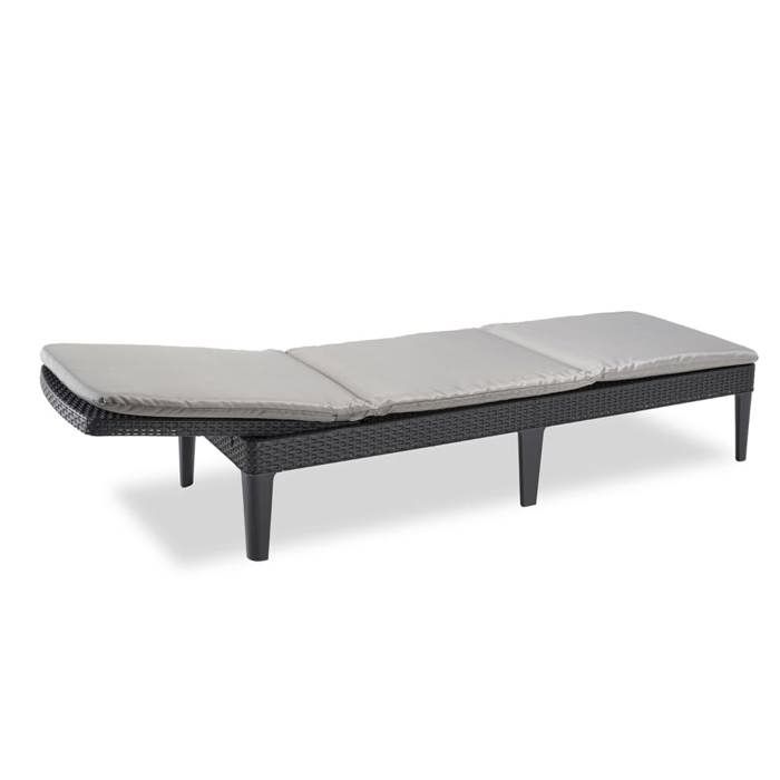 Bain de soleil - Allibert by KETER – JAIPUR - en résine imitation rotin tressé - gris graphite - dossier réglable avec coussin