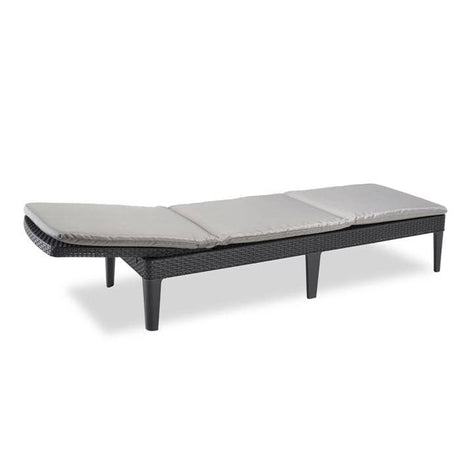 Bain de soleil - Allibert by KETER – JAIPUR - en résine imitation rotin tressé - gris graphite - dossier réglable avec coussin