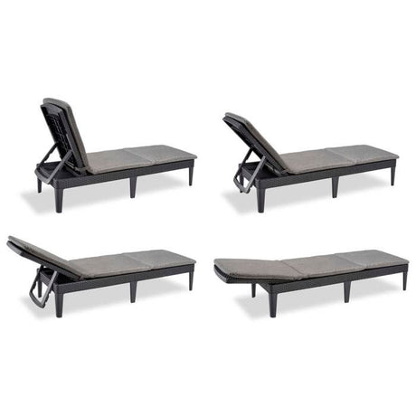 Bain de soleil - Allibert by KETER – JAIPUR - en résine imitation rotin tressé - gris graphite - dossier réglable avec coussin