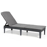 Bain de soleil - Allibert by KETER – JAIPUR - en résine imitation rotin tressé - gris graphite - dossier réglable avec coussin