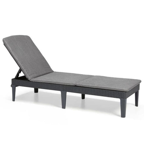 Bain de soleil - Allibert by KETER – JAIPUR - en résine imitation rotin tressé - gris graphite - dossier réglable avec coussin