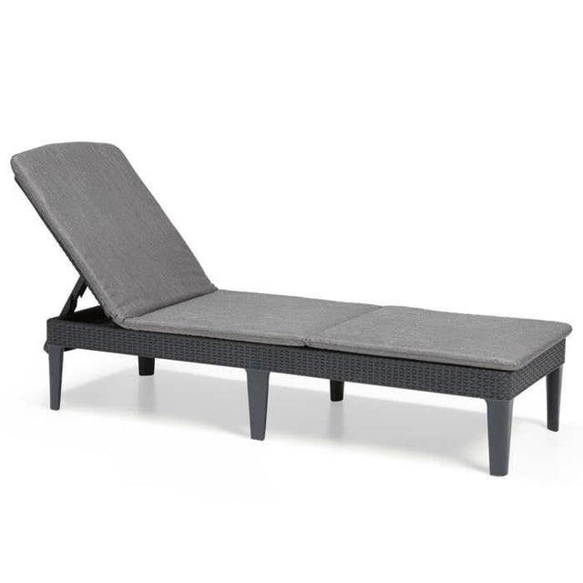 Bain de soleil - Allibert by KETER – JAIPUR - en résine imitation rotin tressé - gris graphite - dossier réglable avec coussin