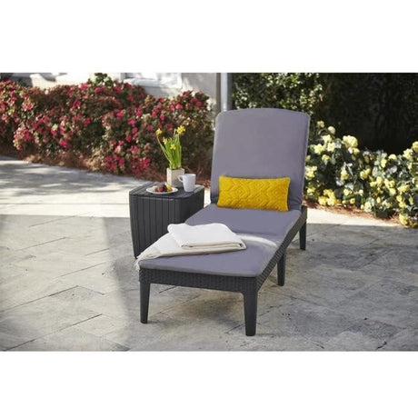 Bain de soleil - Allibert by KETER – JAIPUR - en résine imitation rotin tressé - gris graphite - dossier réglable avec coussin