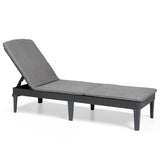 Bain de soleil - Allibert by KETER  JAIPUR - en résine imitation rotin tressé - gris graphite - dossier réglable avec coussin