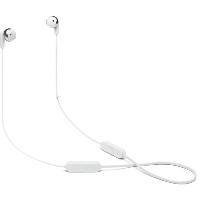 Ecouteurs boutons sans fil JBL TUNE 215BT - Bluetooth 5.0 - Pure Bass - Cable anti noeuds - 16h d'autonomie - Blanc