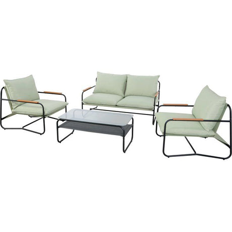 Salon bas de jardin - Aluminium -  Proloisirs - 4 personnes - Graphite - Coussins inclus - XERES SET
