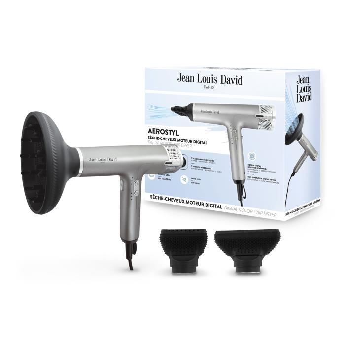 Seche-Cheveux - JEAN LOUIS DAVID - Moteur Nouvelle Génération BLDC - Accessoires Magnétiques - Lissage, Brushing & Boucles Rebondies