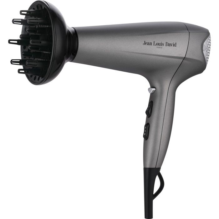 Seche-cheveux - JEAN LOUIS DAVID - Power Dry - Diffuseur - 3 températures - 2400 W - Gris