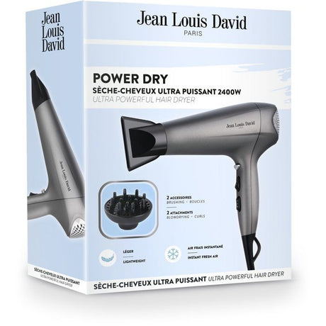 Seche-cheveux - JEAN LOUIS DAVID - Power Dry - Diffuseur - 3 températures - 2400 W - Gris