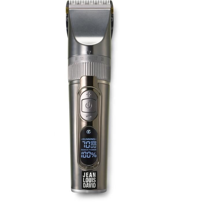 Hair &amp; beard trimmer - JEAN LOUIS DAVID - Digital Clipper - 25 cutting heights - Lithium-Ion battery - Long battery life