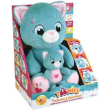 Peluche douce - JEMINI - TOONIES - Maman Chat intéractive et son bébé - +/- 26 cm - 6 fonctions