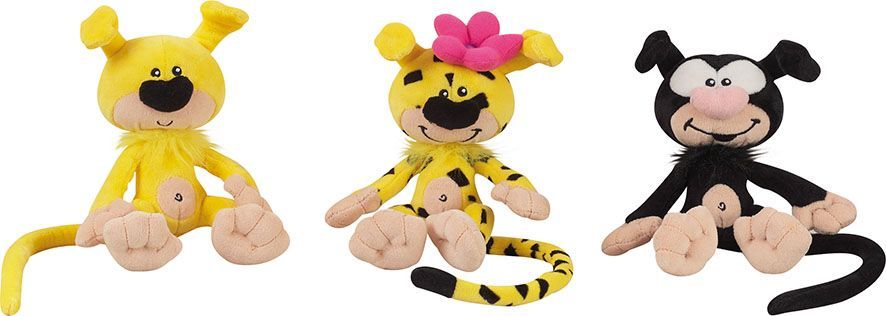 Lot de 3 peluches Marsupilami - JEMINI - Bibi, Bobo et Bibu - 17 cm