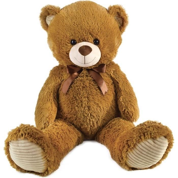 Brown Teddy Bear with Bow +/- 100 cm - PLANET PLUSH - Beautiful 1 meter bear in soft plush.