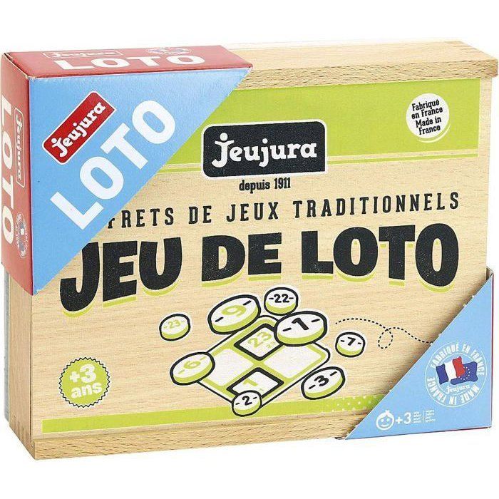 JEUJURA - Jeu De Loto - Coffret En Bois - Mixte - A partir de 3 ans - 48 cartes de loto en bois
