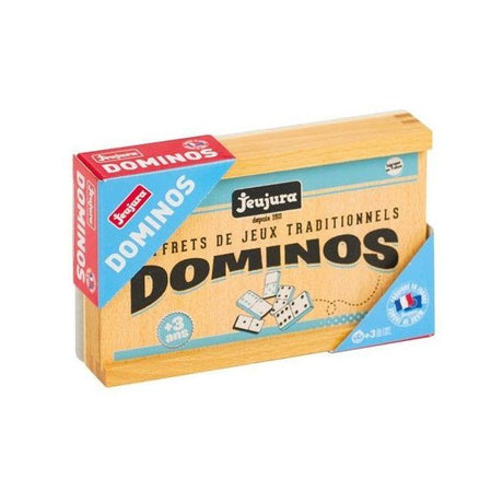 JEUJURA - Jeu de Dominos en Bois - Coffret en Bois - Garçon et Fille - A partir de 3 ans